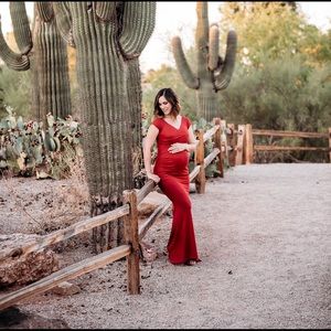 Magenta Pink Blush Maternity Dress